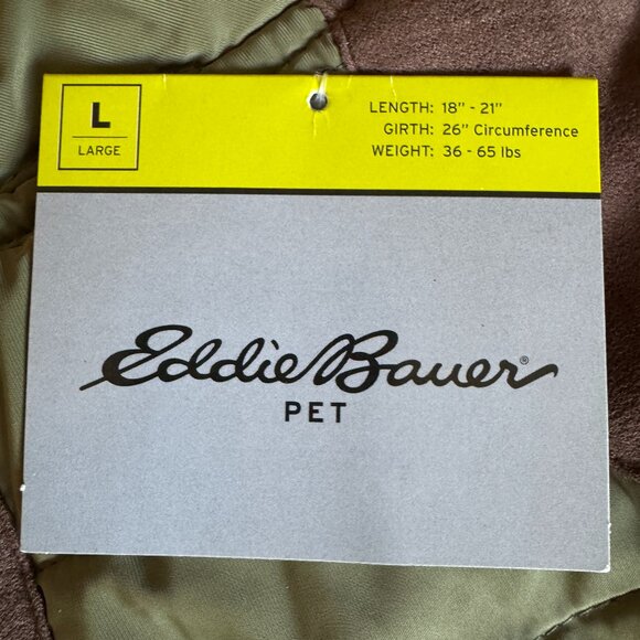 Eddie Bauer Quilted Dog Coat Jacket Sz Large Green New NWT Fall Winter Warmth - Picture 11 of 13